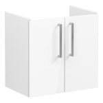 VitrA Root Flat 60cm 2 Door Wall Hung Slim Washbasin Unit - High Gloss White
