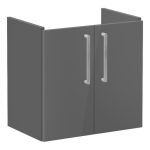 VitrA Root Flat 60cm 2 Door Wall Hung Slim Washbasin Unit - Anthracite High Gloss