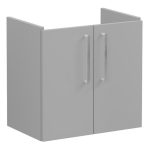 VitrA Root Flat 60cm 2 Door Wall Hung Slim Washbasin Unit - Matt Rock Grey