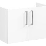VitrA Root Flat 80cm 2 Door Wall Hung Slim Washbasin Unit - High Gloss White