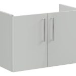 VitrA Root Flat 80cm 2 Door Wall Hung Slim Washbasin Unit - Shiny Pearl Grey