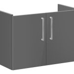 VitrA Root Flat 80cm 2 Door Wall Hung Slim Washbasin Unit - Anthracite High Gloss