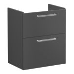 VitrA Root Flat 60cm 2 Drawer Slim Washbasin Unit - Matt Storm Grey