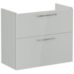 VitrA Root Flat 80cm 2 Drawer Slim Washbasin Unit - Shiny Pearl Grey
