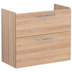 VitrA Root Flat 80cm 2 Drawer Slim Washbasin Unit - Natural Oak