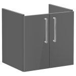 VitrA Root Flat 60cm 2 Door Wall Hung Washbasin Unit - Anthracite High Gloss