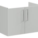VitrA Root Flat 80cm 2 Door Wall Hung Washbasin Unit - Shiny Pearl Grey