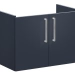 VitrA Root Flat 80cm 2 Door Wall Hung Washbasin Unit - Matt Dark Blue