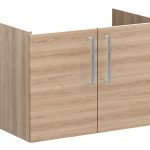 VitrA Root Flat 80cm 2 Door Wall Hung Washbasin Unit - Natural Oak