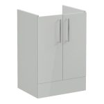VitrA Root Flat 60cm 2 Door Floor Standing Washbasin Unit - Shiny Pearl Grey