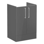 VitrA Root Flat 60cm 2 Door Floor Standing Washbasin Unit - Anthracite High Gloss