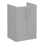 VitrA Root Flat 60cm 2 Door Floor Standing Washbasin Unit - Matt Rock Grey