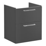 VitrA Root Flat 60cm 2 Drawer Washbasin Unit - Matt Storm Grey