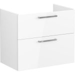 VitrA Root Flat 80cm 2 Drawer Washbasin Unit - High Gloss White