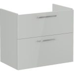 VitrA Root Flat 80cm 2 Drawer Washbasin Unit - Shiny Pearl Grey