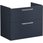 VitrA Root Flat 80cm 2 Drawer Washbasin Unit - Matt Dark Blue
