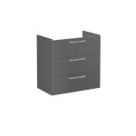 VitrA Root Flat 80cm 3 Drawer Washbasin Unit - Anthracite High Gloss