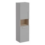 VitrA Root Flat 40cm 2 Door Semi-Tall Unit w/Laundry Basket (LH Hinge) - Matt Rock Grey