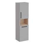 VitrA Root Flat 40cm 2 Door Semi-Tall Unit w/Laundry Basket (RH Hinge) - Matt Rock Grey