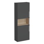 VitrA Root Flat 55cm 2 Door Semi-Tall Unit (LH Hinge) - Matt Storm Grey