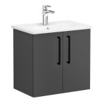VitrA Zentrum Compact 60cm 2 Door W/H Washbasin Unit - Matt Storm Grey