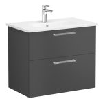 VitrA Zentrum 80cm 2 Drawer W/H Washbasin Unit - Matt Storm Grey