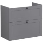 VitrA Root Classic 80cm 2 Drawer Slim Washbasin Unit - Matt Grey