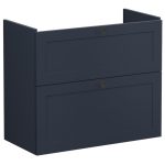 VitrA Root Classic 80cm 2 Drawer Slim Washbasin Unit - Matt Dark Blue