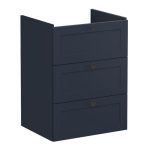 VitrA Root Classic 60cm 3 Drawer Washbasin Unit - Matt Dark Blue