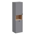 VitrA Root Classic 40cm 2 Door Semi-Tall Unit w/Laundry Basket (LH Hinge) - Matt Grey