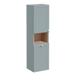 VitrA Root Classic 40cm 2 Door Semi-Tall Unit w/Laundry Basket (LH Hinge) - Matt Fjord Green