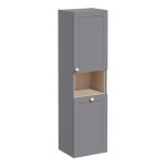 VitrA Root Classic 40cm 2 Door Semi-Tall Unit w/Laundry Basket (RH Hinge) - Matt Grey
