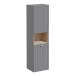 VitrA Root Groove 40cm 2 Door Semi-Tall Unit w/Laundry Basket (LH Hinge) - Matt Grey