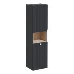 VitrA Root Groove 40cm 2 Door Semi-Tall Unit w/Laundry Basket (LH Hinge) - Matt Graphite