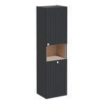 VitrA Root Groove 40cm 2 Door Semi-Tall Unit w/Laundry Basket (RH Hinge) - Matt Graphite