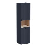 VitrA Root Groove 40cm 2 Door Semi-Tall Unit w/Laundry Basket (RH Hinge) - Matt Dark Blue