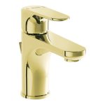 VitrA Root Round Compact Basin Mixer w/Waste Lever - Soft Gold