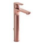 VitrA Root Round Tall Basin Mixer w/Waste Lever - Soft Copper