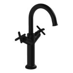 VitrA Origin Classic Tall Basin Mixer (Cross Handles) - Matt Black
