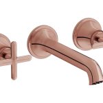 VitrA Origin Classic Wall Mounted 3-Hole Basin Mixer - Soft Copper