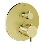 VitrA Root Round Integrated Thermostatic Bath/Shower Mixer Valve - Soft Gold