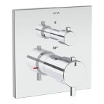 VitrA Root Square Integrated Thermostatic 1-Way Shower Mixer Valve - Chrome