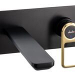 Abode Levarto Wall Mounted Basin/Bath Mixer - Matt Black & Brass