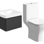 Elite 500mm Basin Unit & Rimless Close Coupled WC Pack - Matt Black