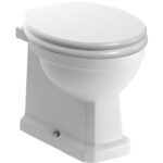 Summit Back To Wall Comfort Height WC & Satin White Wood Effect Seat w/Chrome Finishes
