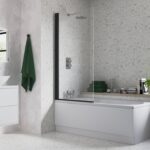 800x1500mm Single Straight Bath Screen (6mm) - Black