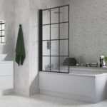 800x1500mm Single Straight Bath Screen (6mm) - Black Framed