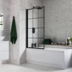 800x1400mm Square Grid Bath Screen (6mm) - Black